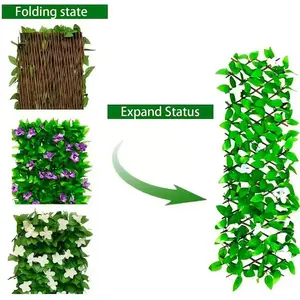 Artificial Ivy and Orchid Privacy Fence Screen, Expandable Floral Design Hedge, Outdoor Garden and Wedding Decor, Adjustable Fencing Panel