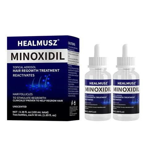 5% Minoxidil Hair Growth Treatment - Unscented Alcohol-Free Liquid for Adults, Female Curly Hair, FDA-Approved Doctor-Recommended, Biotin-Rich Clinical Strength, Thickening Boost, Dry Scalp Support, 2x100ml