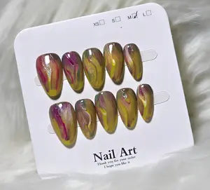 Autumn Flame Marble Press-On Nail Set