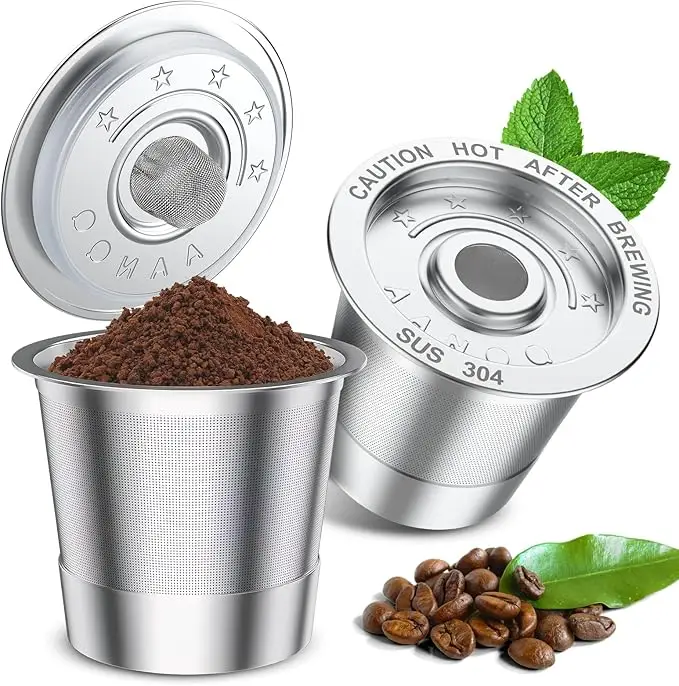 2 Pack K Cup Reusable Coffee Pods for Keurig: Stainless Steel Refillable K Cup - Reusable Coffee Filter for Keurig 1.0 Coffee Maker, Permanent, Eco-Fr