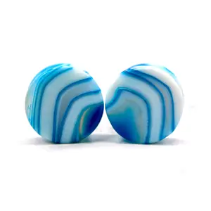 Blue Stripe Agate Stone Plugs ~ Double Flare Pair 5mm-25mm