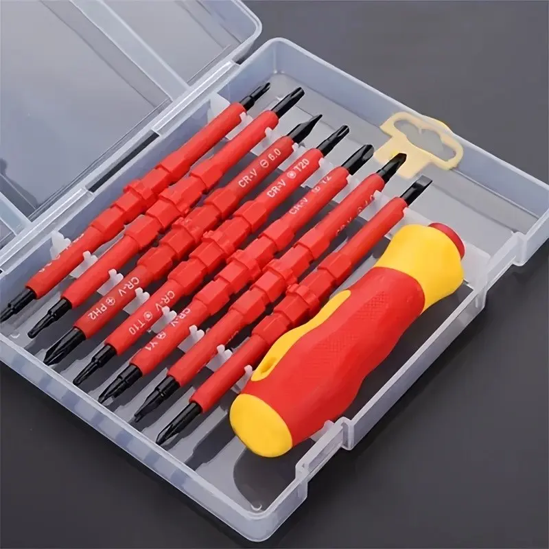 Two-Headed Magnetic Screwdriver Set, Multipurpose Switchable Screwdriver, 7 Interchangeable Heads Replaceable Screwdriver Bits for Efficient Tool Repair & Maintenance, Durable Design for Easy Use, Multifunctional Screwdriver, Magnetic Screwdriver Tools