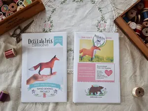 DelilahIris Felt Fox Stuffed Animal Sewing Pattern Fiber Arts Craft Project DIY Plushie Maker