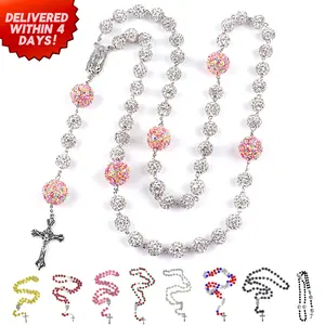 colorful rosary necklace, multicolor beads, aesthetic cross necklace, viral tiktok necklace, prayer beads aesthetic, catholic fashion, car mirror decor, y2k jewelry, spiritual vibe, daily prayer necklace,trendy christian jewelry,colorful catholic necklace