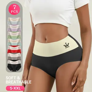 QUASTI Women's Cotton Underwear High Waisted Tummy Control Soft Stretch Briefs Full Coverage Panties