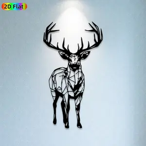 1pc Deer Metal Wall Art,Geometric Deer Statue Mural,Ideal Gift for Christmas,New Year,Weather-Resistant Metal Wall Decor Wall Sculptures,Perfect for Living Room Wall & Garden Fence,Nature Decor Enthusiasts