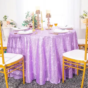 108" Seamless Round Sequin Taffeta Tablecloth - Lavender (1pc)