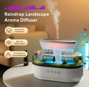 Raindrop Landscape Aroma Diffuser - Simulated Raindrop, Natural White Noise, Essential Oil Aromatherapy, Serene Landscape Design, Ambient Lighting