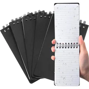 6 count  Notebook Graph Paper 3" x 5"  Weather Pocket Notepads  Notepad Spiral Notebook Steno Pads Memo Grid Lines Pads Journal for Office (Black)