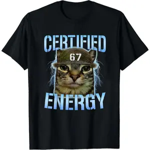 Funny "Certified Energy" Cat T-Shirt, Meme Tee