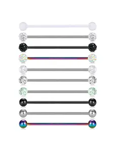 10pcs 14G Stainless Steel Industrial Barbell Earring Cartilage Body Piercing Jewelry 32mm 35mm 38mm Industrial Piercing Bar