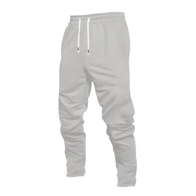 Single pack men’s jogger sweatpants for spring/autumn; suitable for commuting and home wear; basic solid color, no prints; minimalist long pants with a drawstring waist and decorative detail; loose athletic pants for everyday outings.