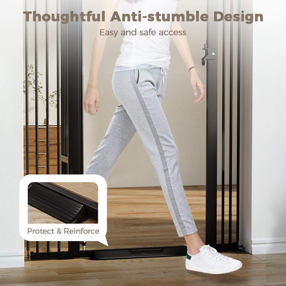 55.1" Extra Tall Pet Gate, 29.5-40.6" Extra Wide Cat Gate, With Adjustable Cat Door, Pressure Mounted Easy Walk Through Pet Gate with Door for Stairs, Doorways, Kitchen, Pet Gate, Black