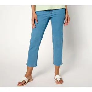 Denim & Co. Tall Indigo Classic Denim Straight Leg Crop Jean