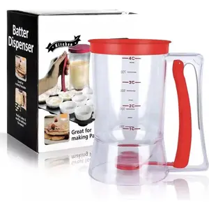 Pancake Batter Dispenser,4 Cup Cupcake Batter Dispenser Pancake Waffl Mix Dispenser Cream Separator with Measuring Label