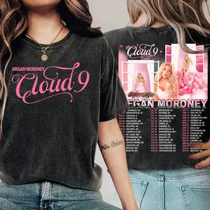 Megan Moroney Cloud 9 Tour Shirt 2 Side, Pink Love Megan Moroney Music Album Comfort Color Graphic Tee Ring Spun Cotton Casual Soft Washed T-Shirt Trendy Tops Perfect Gift