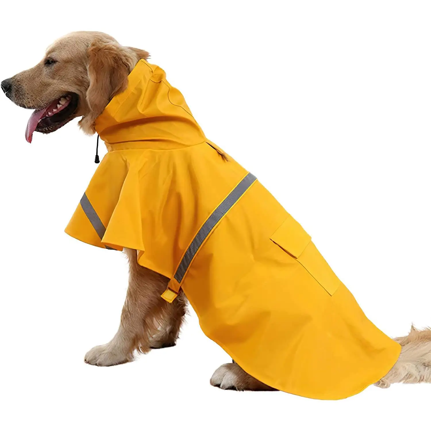 Reflective Dog Raincoat, Fashionable Pet Hooded Raincoat with Pouch, Outdoor Cape Style Dog To Keep Your Dog Dry and Comfortable on Rainy Days
