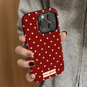Red Polka Dot TPU Waterproof Sublimation Phone Case - Shockproof, Creative Design, Compatible with iPhone 17 Air, 16 Pro Max, 15 Plus, 14 Pro, 13, 12, 11, X, XR, XS Max & Samsung Galaxy S25 Ultra, S24 Plus, S23 FE, S22, S21