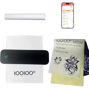 Portable D210 Wireless Inkless Bluetooth Thermal Printer for Tattoo Stencil Transfer Paper, Supports 8.5 x 11 Letter A4 Rolled & Folded Thermal Paper, Black Without Carrying Case