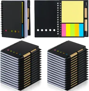 30 Pack Lined Spiral Notebook Small Notepad and Pen Set Black Pocket Steno Pads for Business Office School Supplies