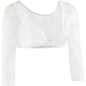 Women's Basic 3/4 Length Slip-on Lace Sleeves White