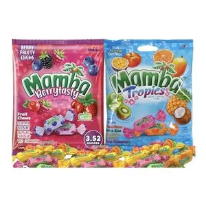 Berrytasty and Tropics Assorted Fun flavored Mamba Fruit Chews | Individually Wrapped Chewy Candies | Mango - Orange, Apple - Kiwi, Pineapple, Berry