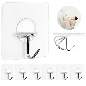 Adhesive Wall Hooks for Towels, Waterproof Transparent Hooks for Bathroom Shower Kitchen Keys Outdoor Home Renovation, Set of 8