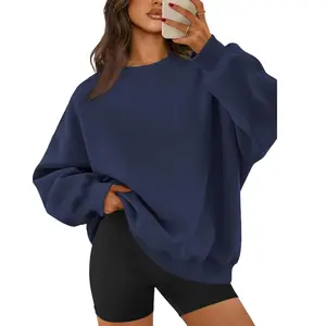 Oversized Soft Crew Neck Sweatshirt Trendy Long Sleeve Pullover Breathable Aesthetic Fashion Casual Fabric Chic Hoodie