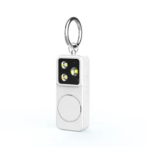 Portable Personal Alarm Keychain - 140dB Loud Safety Siren with Strobe Flashlight, Rechargeable, Anti-Tracking Self Defense for Women, Night Running, Elderly - White Pink Green