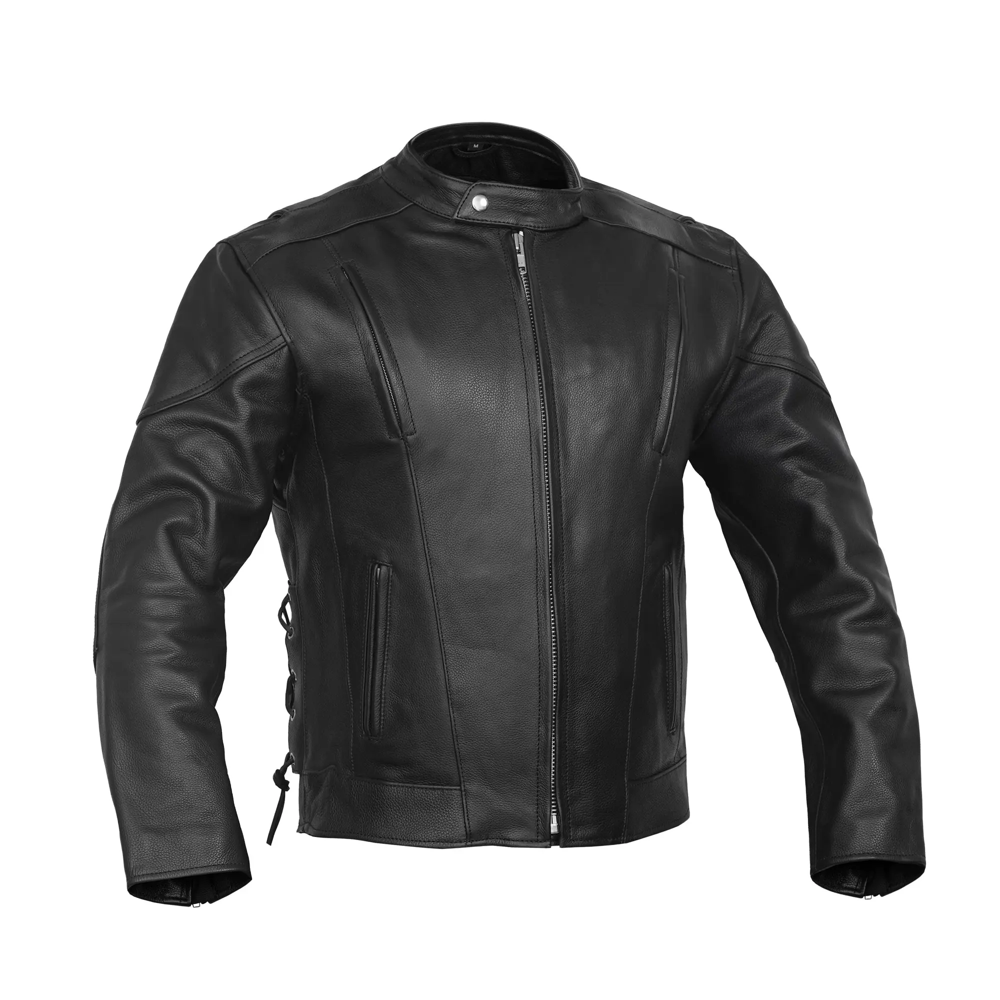 DANIEL SMART Men's RustRider Motorcycle Jacket in Thick Cowhide Leather, Long Sleeve Padded Biker Coat with Vents & Concealed Carry, Menswear, Coats, Mesh, Pocket