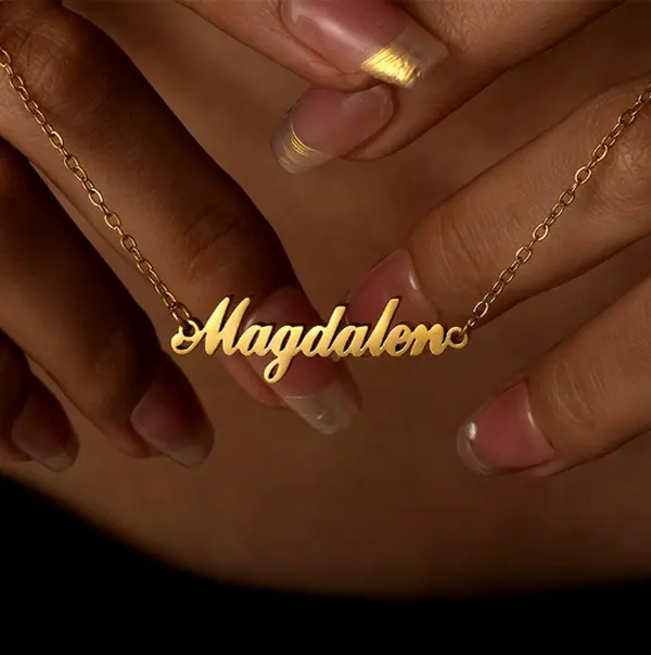 GGIRL18K Gold-Plated Custom Single-Line Name Necklace—Create A One-Of-A-Kind Nameplate Necklace. Minimalist Custom Jewelry—Perfect As A Gift For Mom, Your Partner, Or Your Best Friend