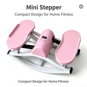 Pink U-Shaped Mini Stepper with LCD Monitor - Compact Indoor Home Under Desk Fitness Equipment