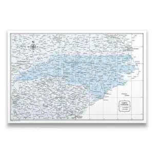 Push Pin North Carolina Map (Pin Board) - Light Blue Color Splash
