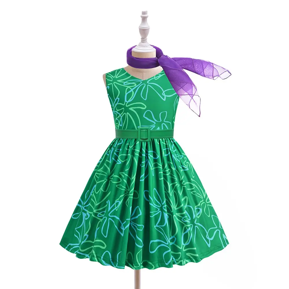 2-10Y Green 03 Cartoon Cosplay Costume Fancy Carnival Kids Clothes Performance Princess Theme Party Holiday Girls Ball Gown Children Cocktail Dress