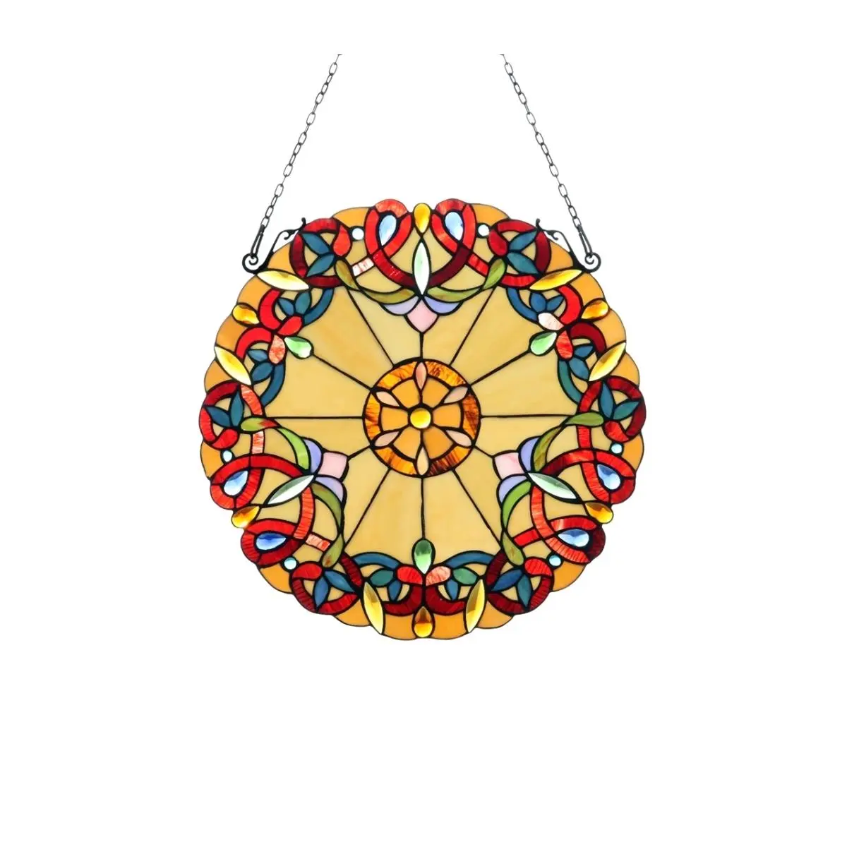 Chloe Lighting CH3P019AV20-RND 20 x 20 in. Adalee Tiffany-style Victorian Stained Glass Window Panel, Multi Color