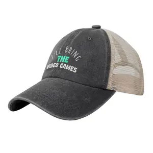 I'll Bring The Video Games Funny Gamer Printed Distressed Trucker Hat,gamer hat, i'll bring the video games hat, printed trucker hat, video game hat,gamer gift, funny dad hat, party hat, gaming accessory, everyday casual hat