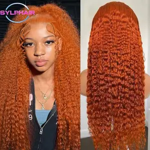 Orange Ginger Lace Front Wig Curly Human Hair Wigs Deep Wave Frontal Wig 13x6 20 inches