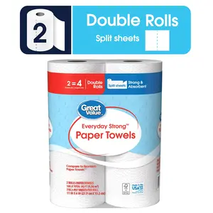 Great Value Everyday Strong Paper Towels, Split Sheets, 2 Double Rolls