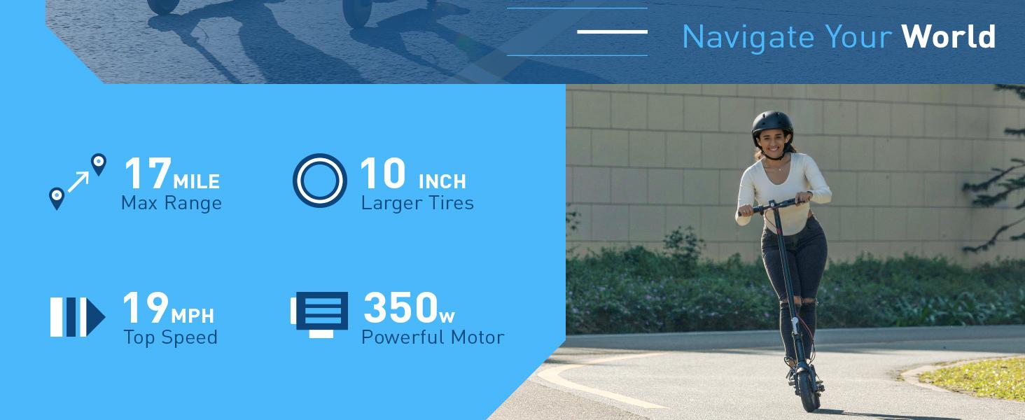 Hiboy S2 SE Electric Scooter, 10" Tires,17 Miles Range, 430W Peak Motor, 19MPH Speed, Dual Brake System, Electric Scooter for Adults Commuting & Urban Travel