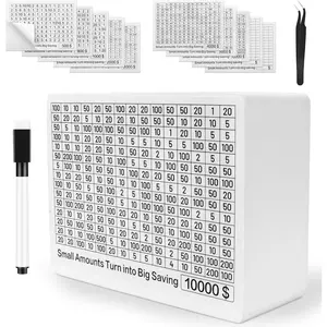 10000 Savings Challenge Box 10k Wooden Money Saving for 5000 4000 3000 2000 1000 800 500 Cash Valut kakeibo Piggy Bank Adults Kids Boys Girls No Assembly Required