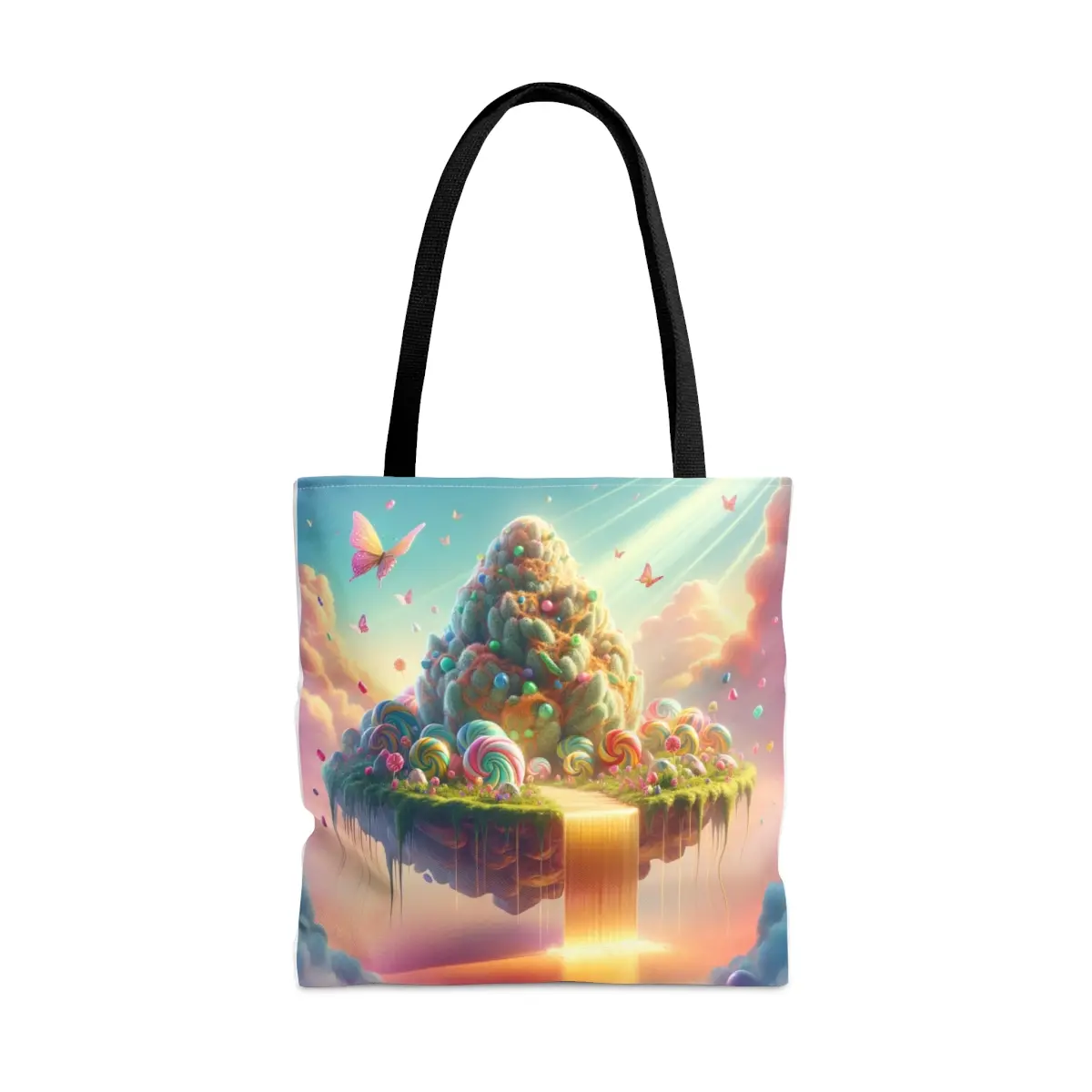 Enchanted Candyland Tote Bag, weed Tote Bag, Cannabis Tote Bage, stoner bag, 420, art, marijuana tote bag, pink tote bag, butterflies,