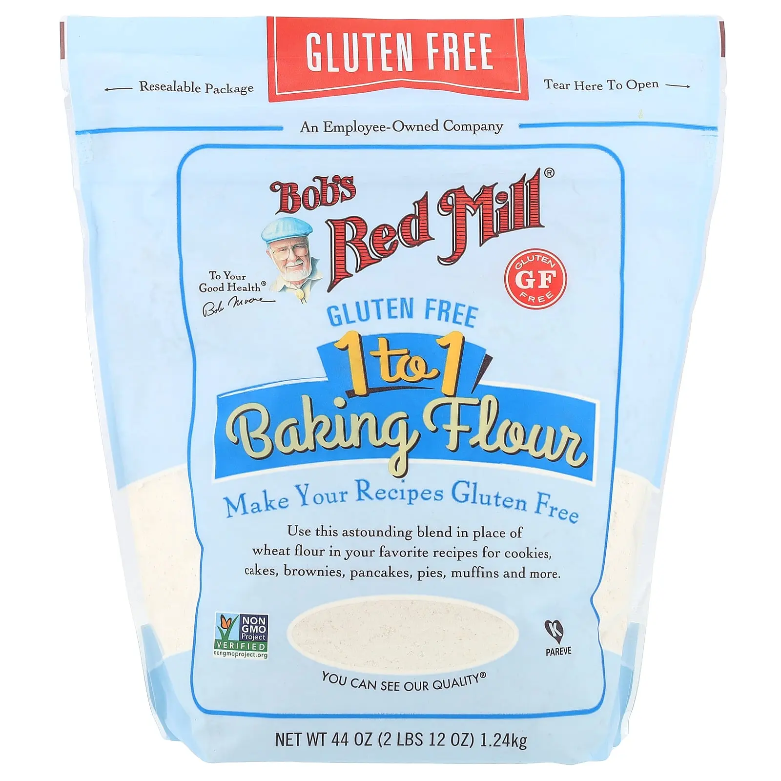 Bob's Red Mill Gluten Free 1 to 1 Baking Flour, 44 oz (1.24 kg) Bob's Red Mill Gluten Free 1 to 1 Baking Flour, 44 oz (1.24 kg)