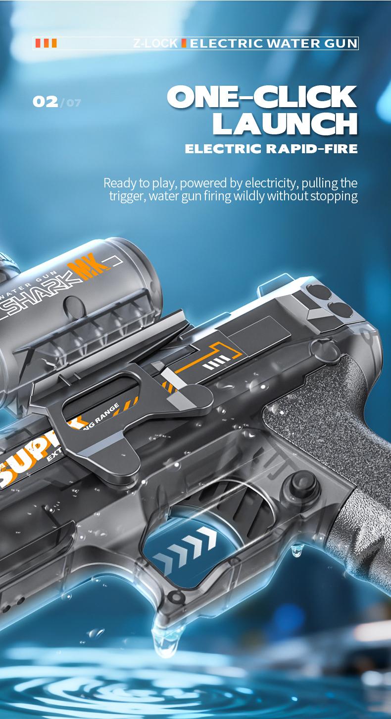 Tactical Automatic Water Gun with LED Light-Up Muzzle, 32+ FT Long Range Powerful Squirt Gun, High Capacity Battery Powered Blaster for Summer Battles & Outdoor Fun Adults & Kids