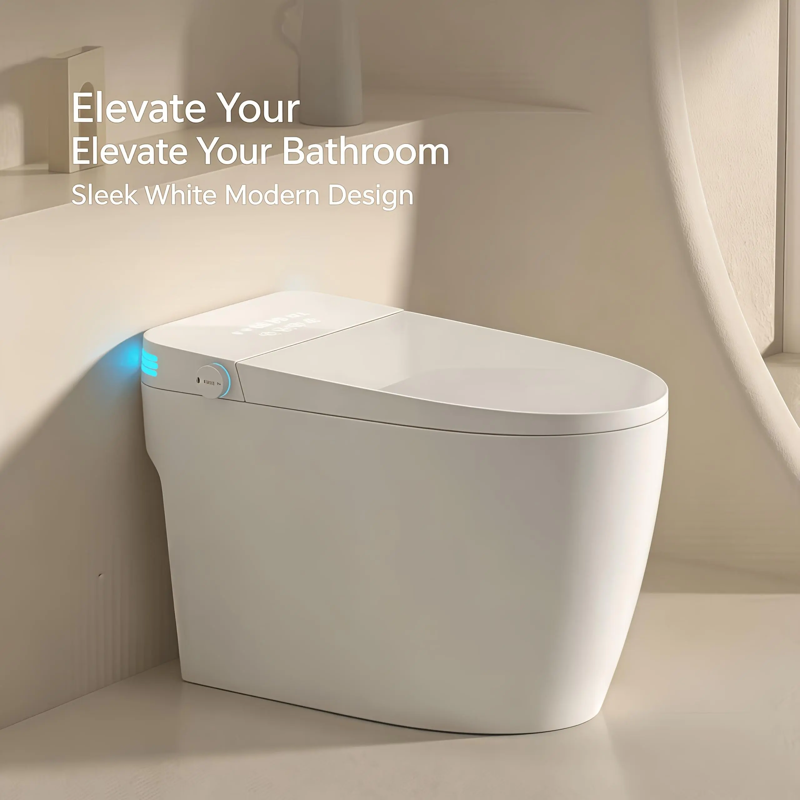 Built-In Tank Smart Toilet with Integrated Bidet - Auto Open-Close, ft Sensor, 1000 MaP Auto Flushing, ADA Comfort Height, Artistic Lighting, Heated Seat, Foam Dispenser
