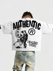American High Street Authentic Face Mask Portrait Art Print Loose T-Shirt, Street Retro Short Sleeve T-Shirt, Fashionable and Comfortable, Streetwear Aesthetic