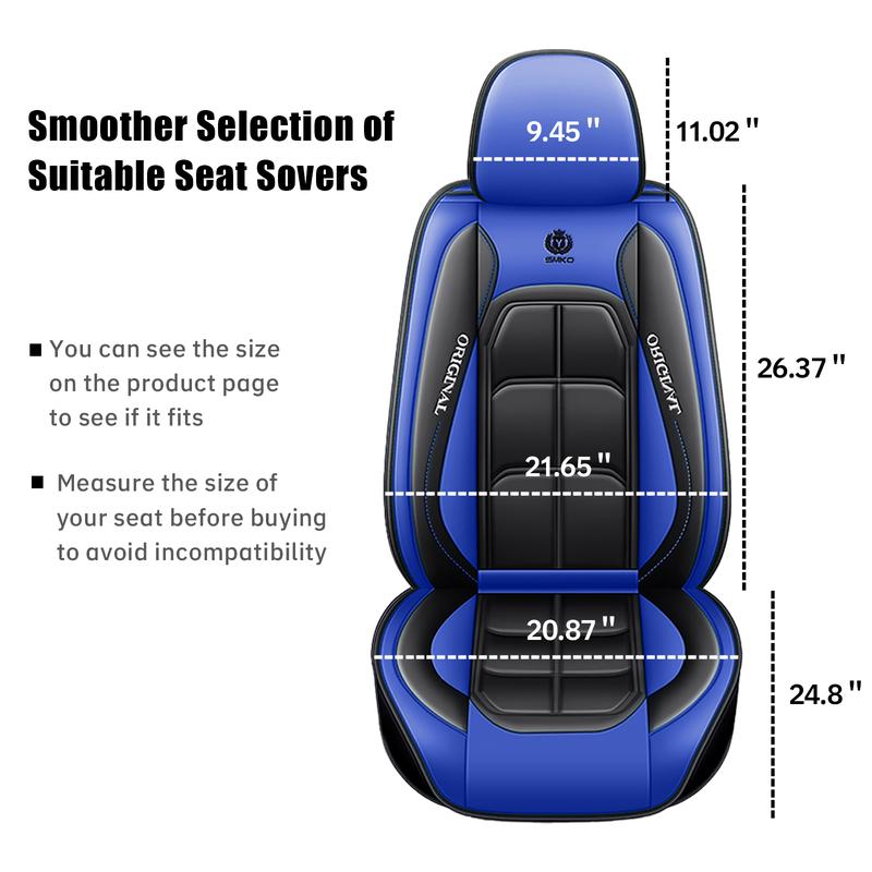 New Blue Five-Piece Set 2 Front 3 Rear Universal Car Seat Covers All-Season Full Leather Look Breathable Protector Changing Mat car  gifts katz kin _ leather