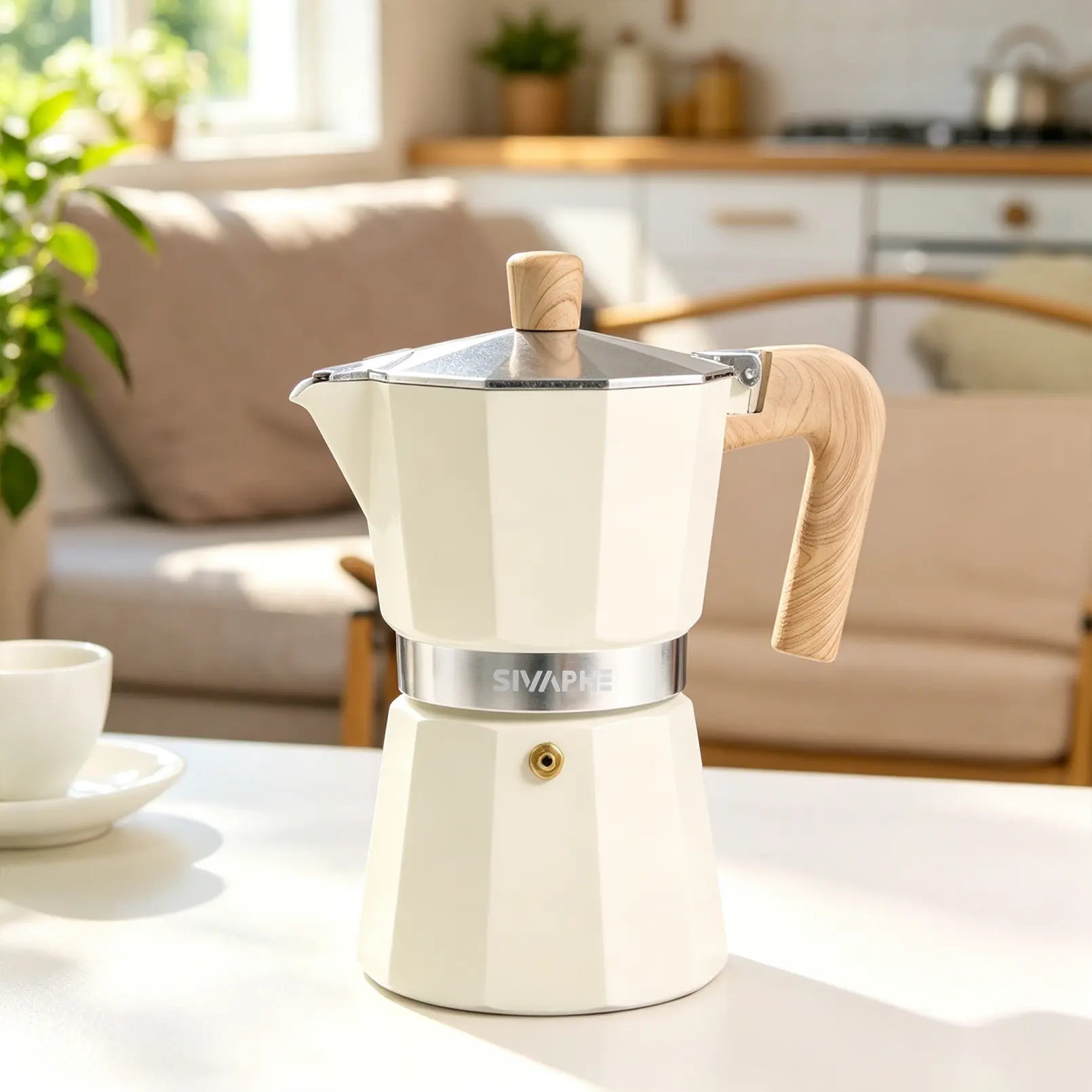 SIVAPHE Machine-Made Aluminium Italian Classic Coffee Percolator - Traditional Manual Operation, Lightweight Portable, Compatible with Gas Ceramic Induction Cooktops, Ideal for Home, Camping Use, Brews Espresso and Coffee