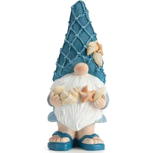 Beach Gnomes Statues, Ocean Gnomes, Nautical Themes Decoration, Gnome Holding Seashells