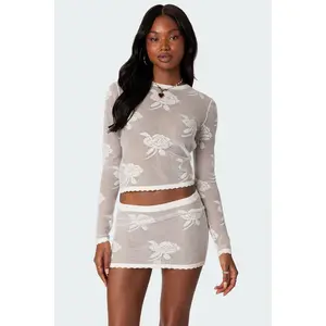 Saga Embroidered Sheer Knit Top