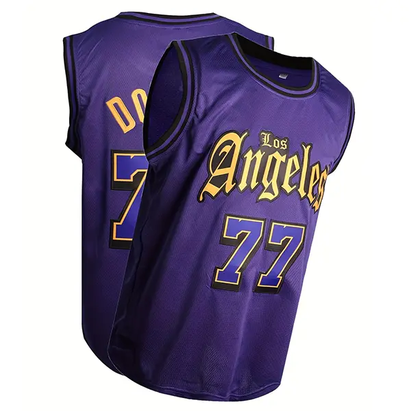 Men's #77 sleeveless embroidered basketball jersey, quick drysports Wear,  Casual Loose Fit Outdoor Athletic Shirt forAll Seasons, Workout Tops breathable polyester, casual &sporty sleeveless